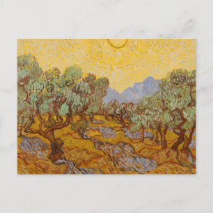 Van Gogh Olive Trees Yellow Sun Sky Postcard
