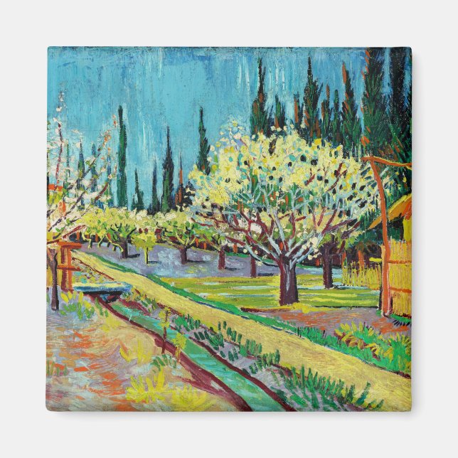 Van Gogh - Orchard Bordered by Cypresses Magnet (Front)