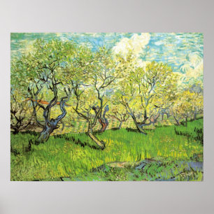 Van Gogh Orchard in Blossom, Vintage Fine Art Poster