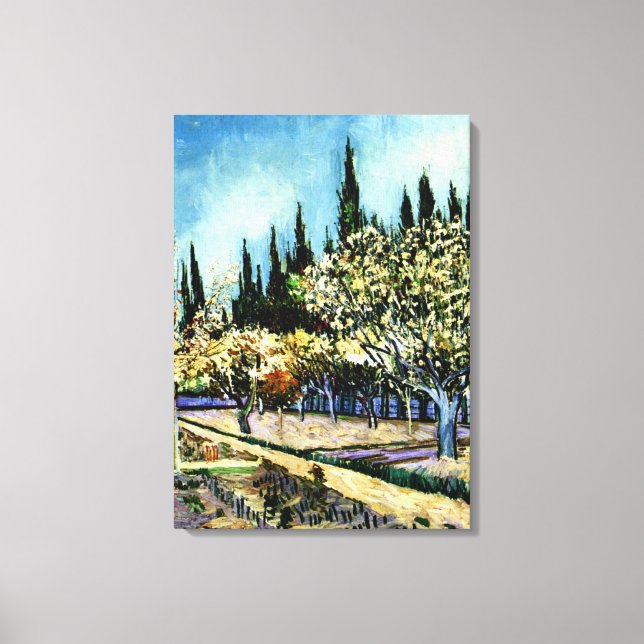 Van Gogh - Orchard Surrounded by Cypresses Canvas Print (Front)
