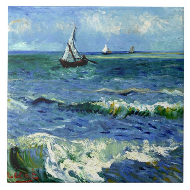 Van Gogh painting, Seascape, Tile (Front)