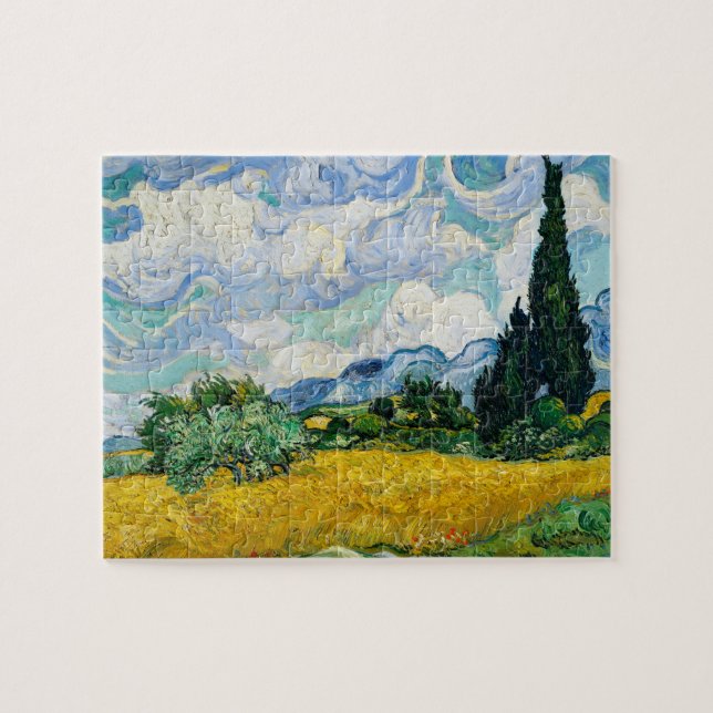 Van Gogh Painting Wheat Field with Cypress Tree Jigsaw Puzzle (Horizontal)