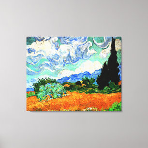 Van Gogh painting, Wheatfield with Cypress Tree Canvas Print