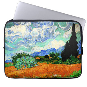 Van Gogh painting, Wheatfield with Cypress Tree Laptop Sleeve