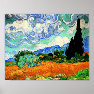 Van Gogh painting, Wheatfield with Cypress Tree Poster