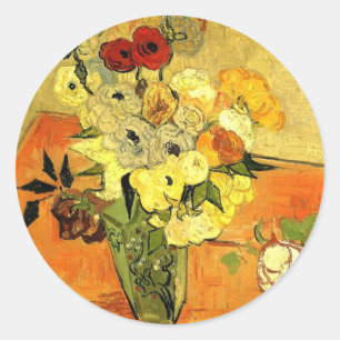 Van Gogh Painting Whimsical Blossoms Flowers Vines Classic Round Sticker