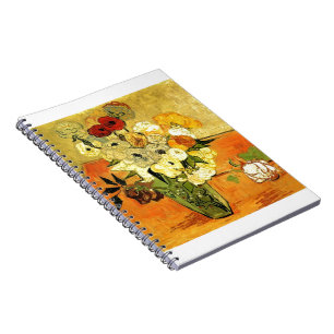 Van Gogh Painting Whimsical Blossoms Flowers Vines Spiral Notebook