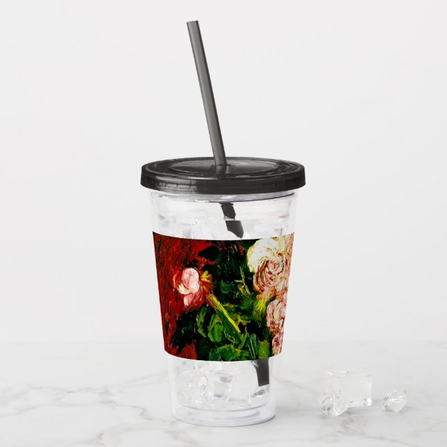 Van Gogh Peonies and Roses Acrylic Tumbler (Front Ice)