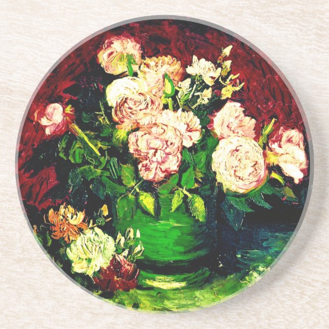 Van Gogh Peonies and Roses Coaster (Front)