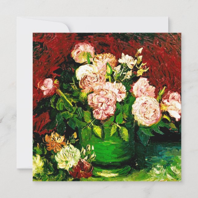 Van Gogh Peonies and Roses Invitation (Front)