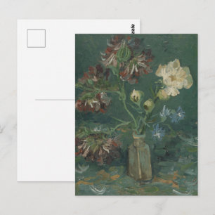 Van Gogh Peonies & Blue Delphiniums Art Postcard