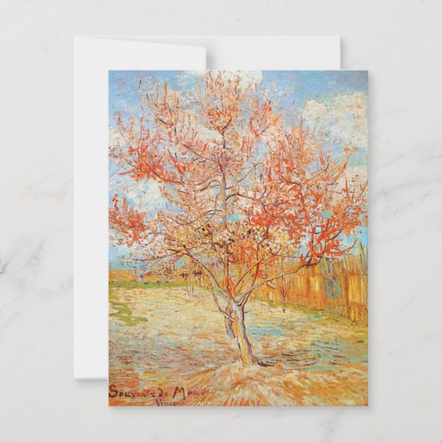 Van Gogh Pink Peach Tree in Blossom Invitations (Front)