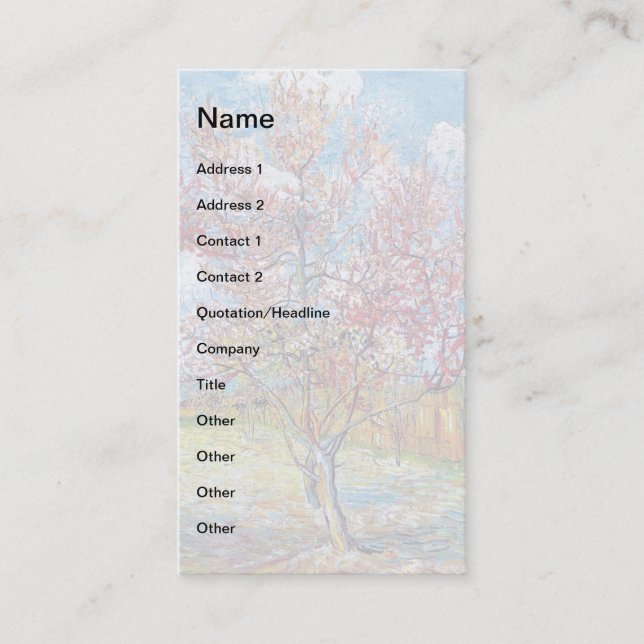 Van Gogh - Pink Peach Trees Business Card (Front)