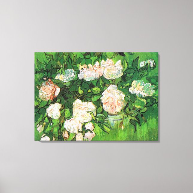 Van Gogh - Pink Roses Canvas Print (Front)