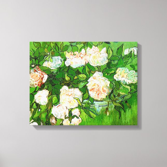 Van Gogh Pink Roses Canvas Print (Front)