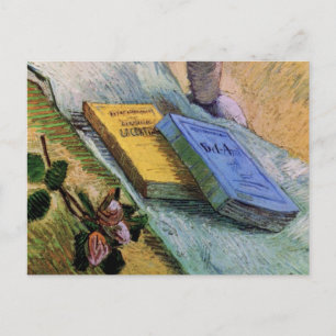 Van Gogh, Plaster Statuette, a Rose and Two Novels Postcard