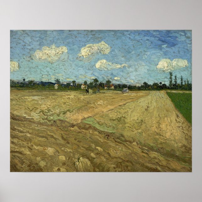 Van Gogh - Ploughed Fields ('De Furrows') Poster (Front)