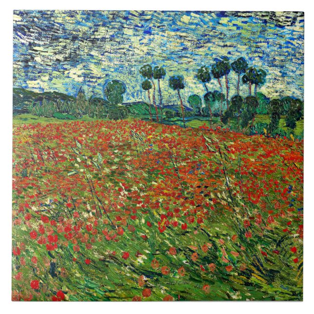 Van Gogh - Poppy Field, famous painting, Tile (Front)