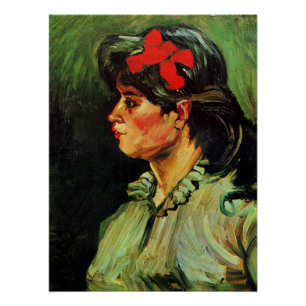 Van Gogh - Portrait of Woman with Red Ribbon Poster