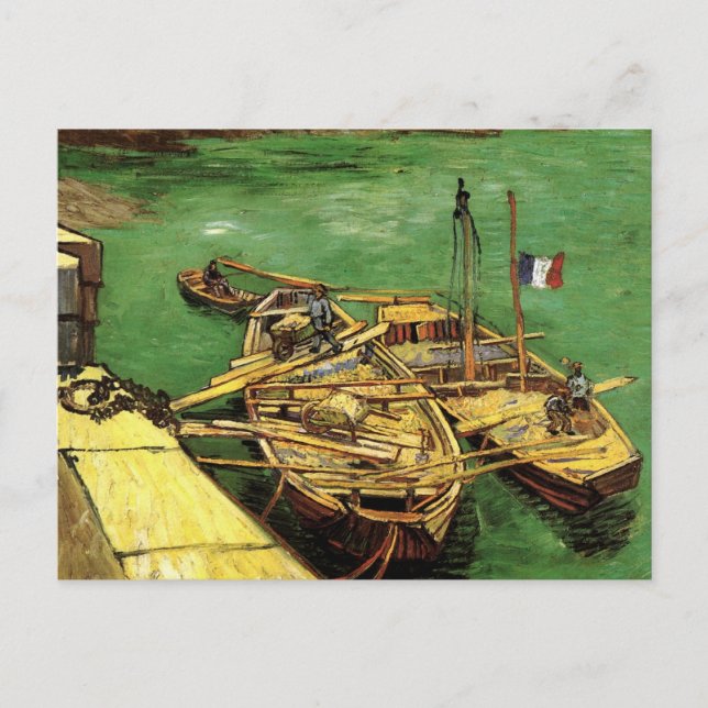Van Gogh Quay with Men Unloading Sand Barges Postcard (Front)