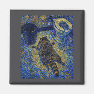 Van Gogh Raccoon Drunk Pes Out In Bathroom Meme  Magnet