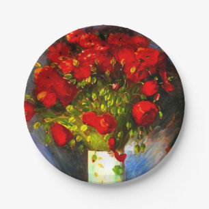 Van Gogh Red Poppies Paper Plate