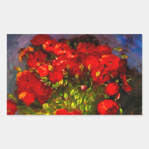Van Gogh Red Poppies Rectangular Sticker