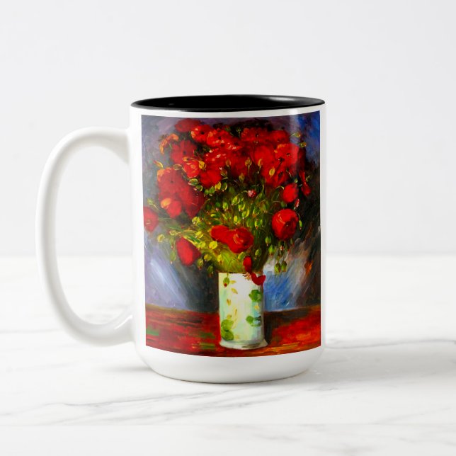 Van Gogh Red Poppies Two-Tone Coffee Mug (Left)