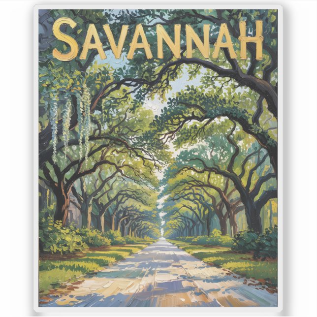 Van Gogh Retro Savannah Georgia Oak Avenue Travel (Front)