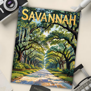 Van Gogh Retro Savannah Georgia Oak Avenue Travel Postcard