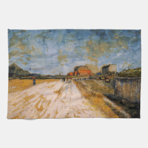 Van Gogh Road Running Beside the Paris Ramparts Tea Towel