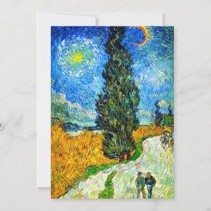 Van Gogh Road with Cypress and Star Invitation