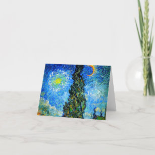 Van Gogh Road with Cypress and Star Invitation