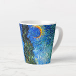 Van Gogh Road with Cypress and Star Latte Mug<br><div class="desc">Latte Mug featuring Vincent van Gogh’s oil painting Road with Cypress and Star (1890), also known as Country Road in Provence by Night. People walk along a road passing a beautiful cypress tree underneath a blue night sky with yellow moon and stars. A fantastic gift for fans of Post-Impressionism and...</div>