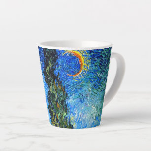Van Gogh Road with Cypress and Star Latte Mug