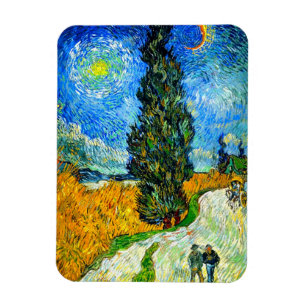 Van Gogh Road with Cypress and Star Magnet