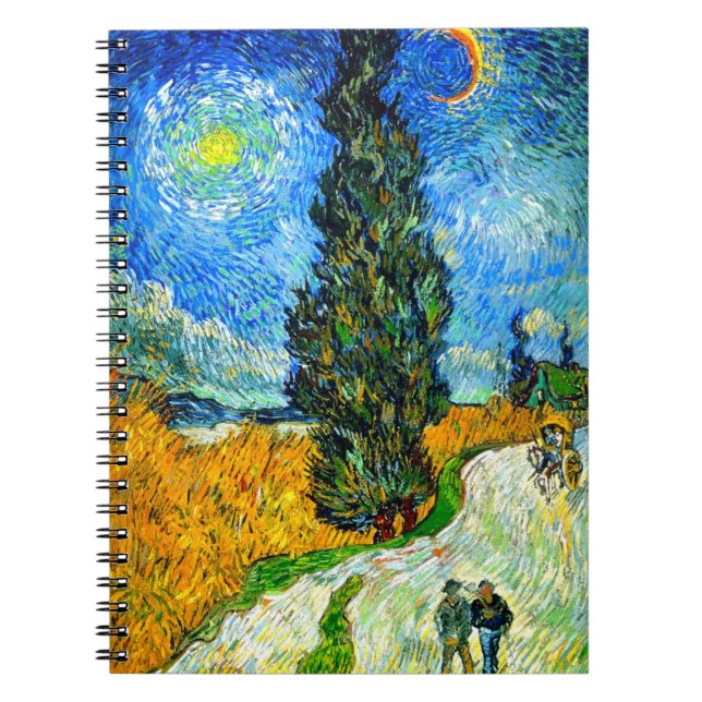 Van Gogh Road with Cypress and Star Notebook (Front)