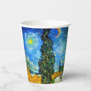 Van Gogh Road with Cypress and Star Paper Cups