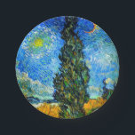Van Gogh Road with Cypress and Star Paper Plate<br><div class="desc">Paper Plates featuring Vincent van Gogh’s oil painting Road with Cypress and Star (1890), also known as Country Road in Provence by Night. People walk along a road passing a beautiful cypress tree underneath a blue night sky with yellow moon and stars. A fantastic gift for fans of Post-Impressionism and...</div>