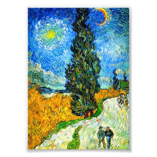 Van Gogh Road with Cypress and Star Photo Print (Front)