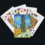 Van Gogh Road with Cypress and Star Playing Cards<br><div class="desc">Playing Cards featuring Vincent van Gogh’s oil painting Road with Cypress and Star (1890), also known as Country Road in Provence by Night. People walk along a road passing a beautiful cypress tree underneath a blue night sky with yellow moon and stars. A fantastic gift for fans of Post-Impressionism and...</div>