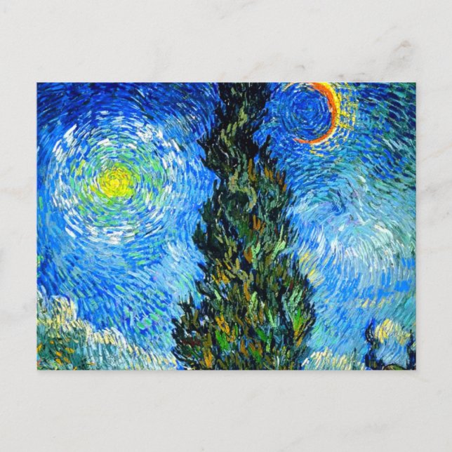 Van Gogh Road with Cypress and Star Postcard (Front)