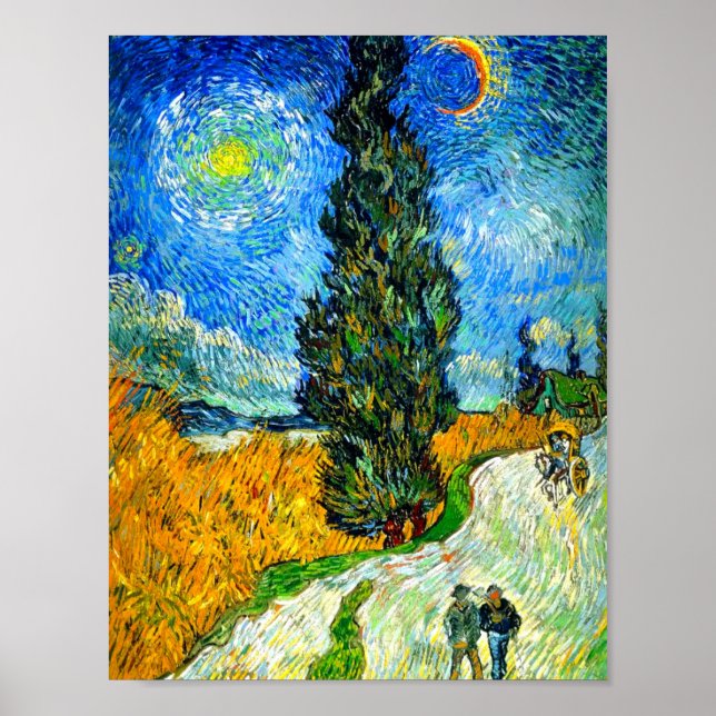 Van Gogh Road with Cypress and Star Poster (Front)