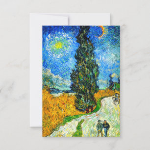Van Gogh Road with Cypress and Star RSVP Card
