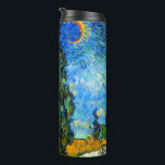 Van Gogh Road with Cypress and Star Thermal Tumbler<br><div class="desc">Thermal Tumbler featuring Vincent van Gogh’s oil painting Road with Cypress and Star (1890), also known as Country Road in Provence by Night. People walk along a road passing a beautiful cypress tree underneath a blue night sky with yellow moon and stars. A fantastic gift for fans of Post-Impressionism and...</div>