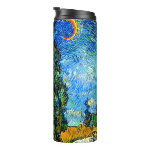 Van Gogh Road with Cypress and Star Thermal Tumbler