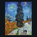 Van Gogh - Road With Cypresses Fine Art Poster<br><div class="desc">Vincent Van Gogh's Road With Cypresses. Oil on canvas painting from 1890 is also known as Country Road in Provence by Night. Unlike similar stores, Art Lover's Cafe features classic, high resolution works of art that have been carefully restored, colour-balanced & retouched to remove spots & artefacts commonly found in...</div>