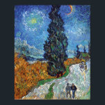 Van Gogh - Road With Cypresses Fine Art Poster<br><div class="desc">Vincent Van Gogh's Road With Cypresses. Oil on canvas painting from 1890 is also known as Country Road in Provence by Night. Unlike similar stores, Art Lover's Cafe features classic, high resolution works of art that have been carefully restored, colour-balanced & retouched to remove spots & artefacts commonly found in...</div>