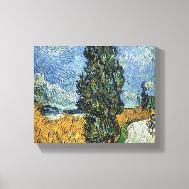 Van Gogh Road With Cypresses Impressionism Canvas Print (Front)