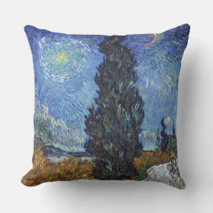 Van Gogh Road With Cypresses Impressionism Cushion